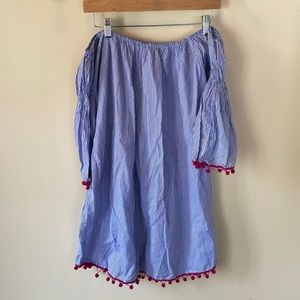 striped off the shoulder dress